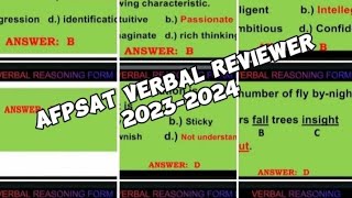 VERBAL REASONING WITH ANSWER 2023 AFPSAT EXAMINATION please follow and subscribe for more videos [upl. by Gilder]