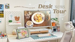 Desk Tour 2022 โต๊ะทำงานที่น่านั่งที่สุด✨ แปะพิกัดทุกชิ้น แต่งตามได้เลย Peanut Butter [upl. by Airual450]