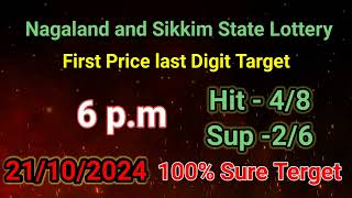 21102024 Nagaland Lottery First Prize Last Digit Today 🎯Sure Target 🎯 [upl. by Htiel]