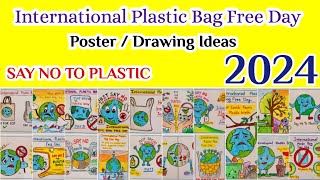 International Plastic Bag Free Day Drawing Ideas 2024  Say No To Plastic Drawings [upl. by Ylecara831]