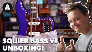 Unboxing The Squier Classic Vibe Purple Bass VI [upl. by Cailly]