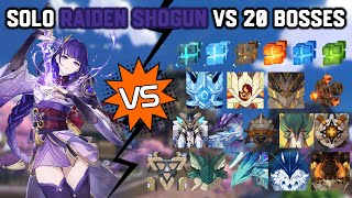 Solo F2P C0 Raiden Shogun vs 20 Bosses Without Food Buff  Genshin Impact [upl. by Nafis]