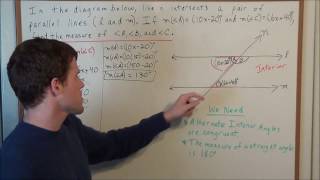 Angles formed by Parallel lines and Transversals with algebra [upl. by Mark]