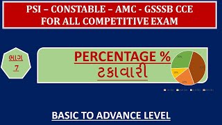 Percentage 7 ટકાવારી  Basics and methods shortcuts tricks Easy Maths PSI  CONSTABLE [upl. by Atreb265]