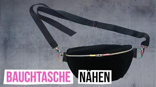 Bauchtasche nähen  aus Samt mit Regenbogenkarabinern [upl. by Robinett]