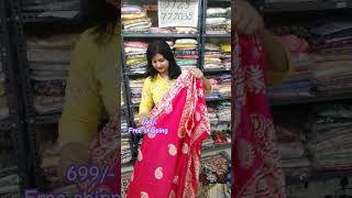 699 free shipping batik print dola silk fashion pinksaree dolasilksaree [upl. by Bilow]