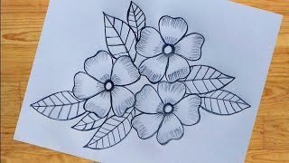 Flower design drawing with pencil [upl. by Tyoh266]