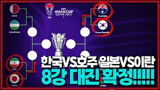 한국vs호주 타지vs요르단  일본vs이란 카타르vs우즈벡 아시안컵 8강 대진 확정 [upl. by Russom]