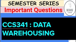 Data Warehousing Important Questions CCS 341 for Semester [upl. by Ardenia]