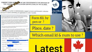 How to fill consent form for biometric Canada VFS global consent form filling and downloading steps [upl. by Rother]