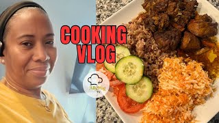 TWO GRAND KIDS  COOKING BROWN STEW CHICKEN AND RICE AND PEAS [upl. by Berard]