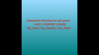 Conversion built in functions in sql serverCAST  CONVERT  PARSE [upl. by Hock]