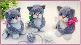 🐾 Самый милый Котенок из нитокБез вязания 🐱 Pom Pom Cats 🐾 [upl. by Hein]