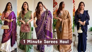 1 Minute Ready to Wear Saree Haul  Party Wear PreDraped Saree  Amazon  Mahima Giri [upl. by Onitsuj]