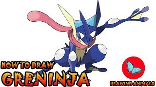 How To Draw Greninja Pokemon  Drawing Animals [upl. by Anaihk901]