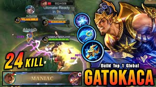 24 Kills  MANIAC Gatotkaca New OP Item ONE SHOT DELETE  Build Top 1 Global Gatotkaca  MLBB [upl. by Lecram]