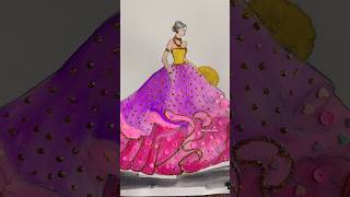 Elegant dress drawing with Glitter amp Watercolour  Fashion Illustration  Calming art shorts [upl. by Wolram825]