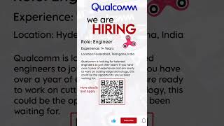 QUALCOMM HIRING LATESTJOBS UPDATE hyderabad FRESHERS OPENINGdailyjobupdate java pythongitjob [upl. by Limay533]