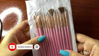 Kit de pincéis que comprei na shopee  adesivo para unhas 💅 [upl. by Tomasina130]