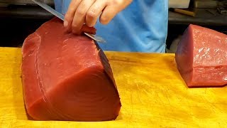 How To Cut Tuna For Sushi and Sashimi [upl. by Notlit234]