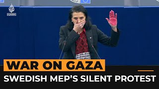 ‘There are no more words to say on Gaza’ Swedish MEP’s silent protest  Al Jazeera Newsfeed [upl. by Nevetse]