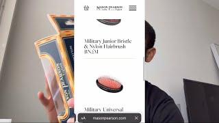 Mason Pearson Military Junior Bristle amp Nylon Hairbrush BN2M  Rake Comb C7 [upl. by Eiralih]