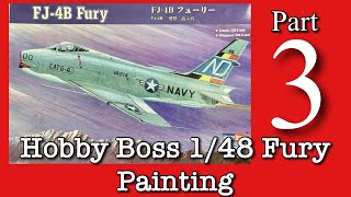 Building the Hobby Boss 148 FJ4B Fury Scale Model Airplane Part 3 Painting [upl. by Boleslaw]