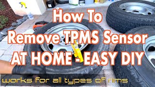 How to remove TPMS sensor at Home  Easy DIY [upl. by Htez1]