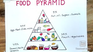 Food Pyramid drawingHow to draw food pyramid for school projectNutrition healthy food pyramid draw [upl. by Beeck]