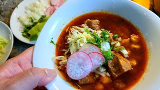 How to make The EASIEST Pozole Rojo  SLOW COOKER Pozole [upl. by Bunder318]