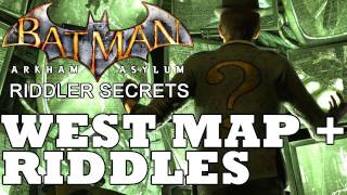 Batman Arkham Asylum West Secret Map Location and Riddle Solutions [upl. by Barr903]