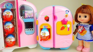 Baby Doll refrigerator and Kinder Joy Surprise eggs toys play [upl. by Ahsitauq]