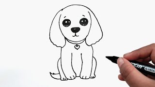 How To Draw A Dog  Easy Dog Drawing For Kids [upl. by Fira]