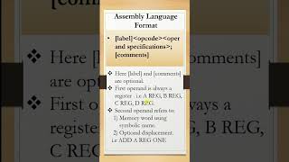 Assembly Language Format  Assembler System Software systemsoftware assemblylanguage [upl. by Vorster]