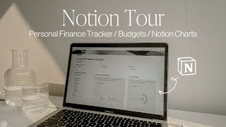 Notion Tour  Personal Finance Tracker budget Notion charts expenses debt aesthetic template [upl. by Mella738]