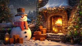 Snowy Christmas Ambience☃️ Cozy Fireplace Sounds and Snow Falling for Relax [upl. by Alvita990]