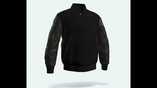 Letterman Jacket Black Wool Body Black Leather Sleeves Varsity Jacket [upl. by Jackie]