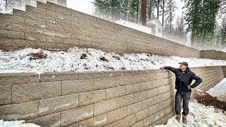 Building a Retaining Wall With 100000 lbs of Blocks [upl. by Dracir528]