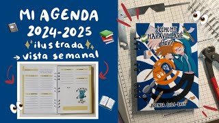 Agenda 202425  Vista semanal  Especial backtoschool ✨  Os enseño la agenda ilustrada que hice 😊 [upl. by Melvyn825]