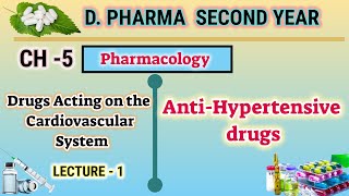 Antihypertensive drugs  Ch5  L1  Pharmacology  Drugs acting on CVS  DPharm second year [upl. by Dreda707]