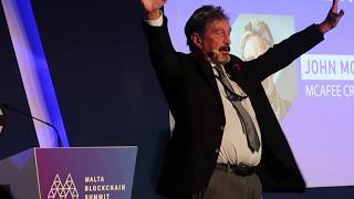 John McAfee  Malta Blockchain Summit 2018 [upl. by Purdum]