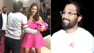 Allu Arjun HUGS Pooja Hegde At Event  Ala Vaikunthapurramuloo Hindi Dubbed  Filmylooks [upl. by Acimot148]