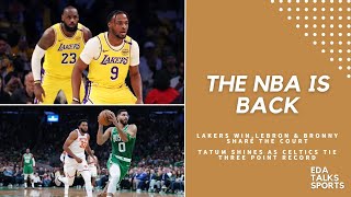 NBA Opening Night Lakers Dominate Celtics Set Record Bron and Bronny Make History [upl. by Esimehc113]