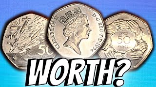 Old LARGE 50p Coins  How Much Are They Worth Are They Rare [upl. by Eniwtna]