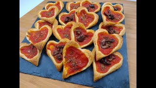 ❤ PIZZETTE DI SFOGLIA A CUORE  SPECIALE SVALENTINO ❤  Ricetta  SugarDany [upl. by Porte238]