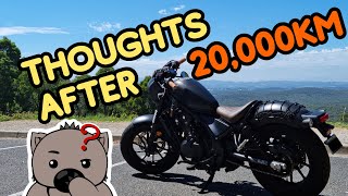 My Thoughts On The Honda Rebel 500 After 20000 Kilometres [upl. by Nairadas]