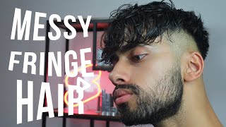 Messy Fringe Hairstyle Tutorial For Men [upl. by Llenod]