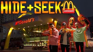 24 HOUR OVERNIGHT HIDE AND SEEK NERF WAR IN WORLDS BIGGEST MCDONALDS [upl. by Collete891]