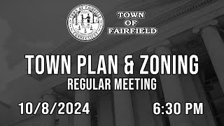 Town Plan amp Zoning Regular Meeting  1082024 [upl. by Errick857]