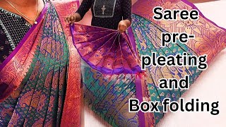 Saree Prepleating 😍and Box folding with  KANCHIPURAM SILK SAREE  💯 trending silksaree viral [upl. by Corron]